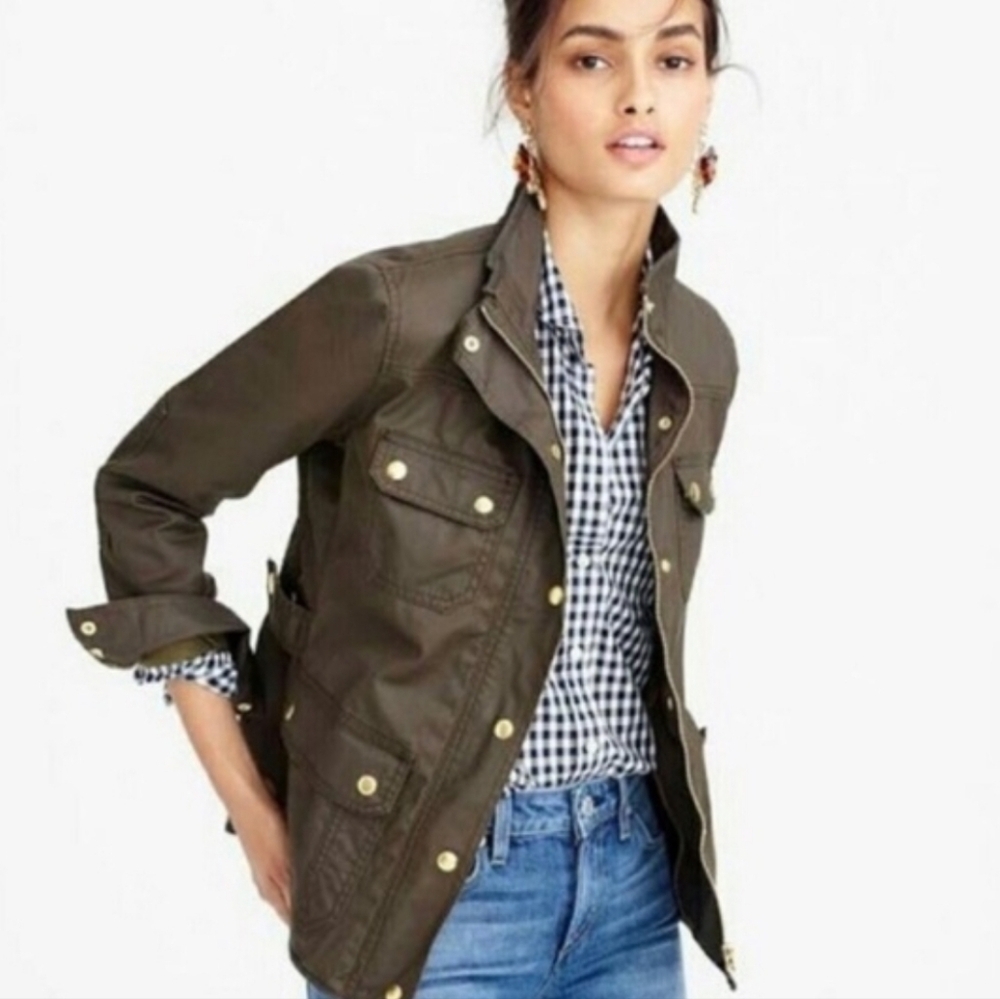 J. Crew Boyfriend Field Jacket Olive Rain Wind